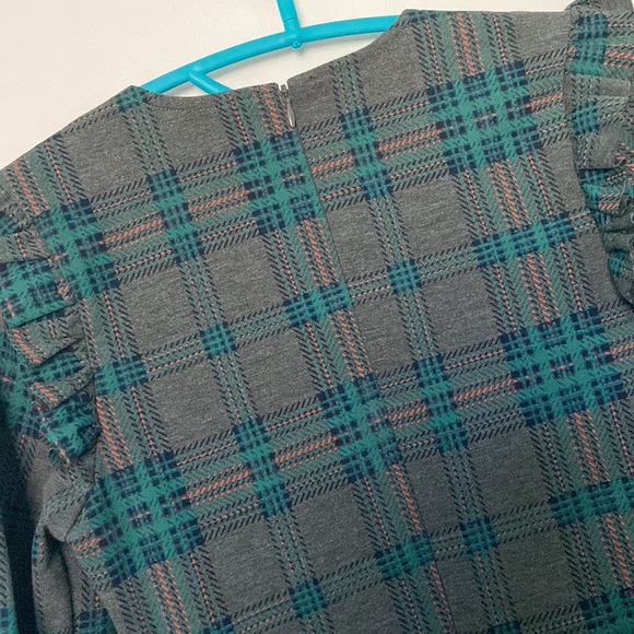 Plaid ruffle sleeve dress ModCloth Size XS grey/green - Picture 5 of 7